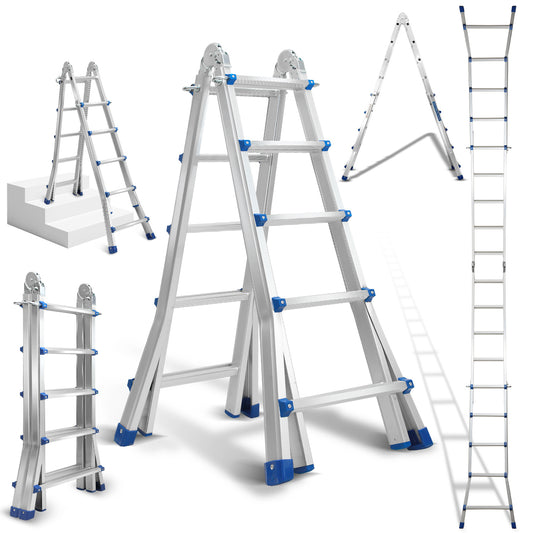 Multifunctionele Telescopische Ladder – Uitschuifladder – Vouwladder – Steigertrap – Werkplaatsladder – Aluminium – Verstelbare Hoogte Met Veiligheidsslot