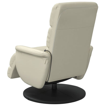 Tuinstoel – Fauteuil – Relaxstoel – Loungestoel – Verstelbare Stoel – Crème Kunstleder – 360 Graden Draaibaar