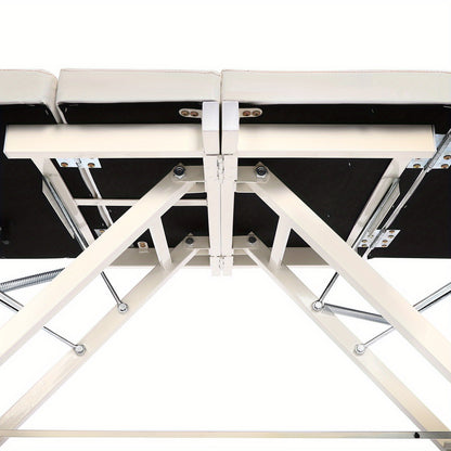 Massagetafel – Behandelbank – Massagebed – Massagebank – Schoonheidstafel – Opvouwbaar – Draagbaar – Hoogwaardig Fijn-Cel Schuim – Water- en Olieafstotend PVC – Wit