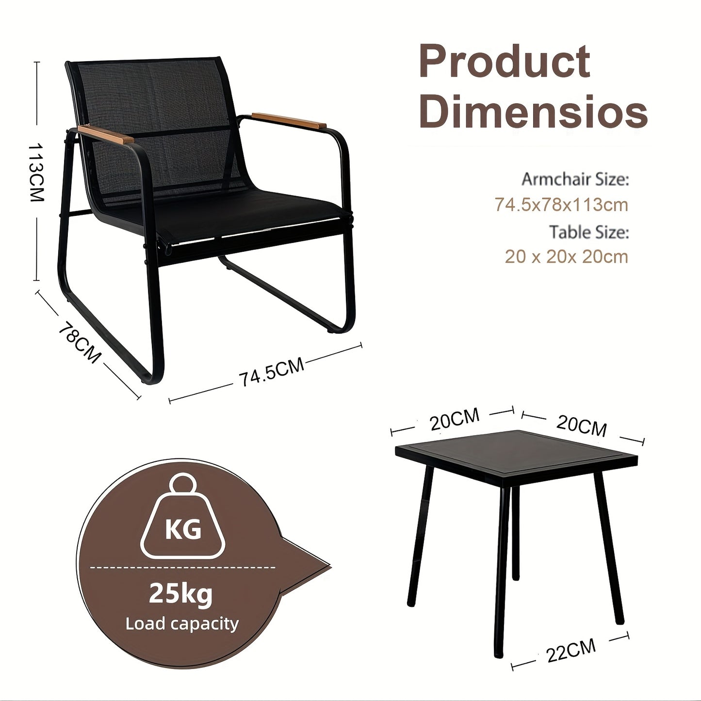 Balkonset – Balkonmeubelset – Bistroset – Tuinset – Loungeset – Duurzaam Stalen Frame – Glazen Tafelblad Met Opbergruimte