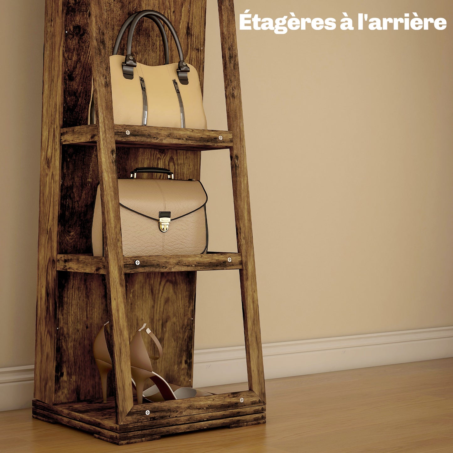 Draaibare Sieradekast – Sieradenkast – Sieradenbox – Jewelry Armoire – Sieradenkistje – Met Spiegel – Lockbaar – Compacte Opbergruimte Chestnut