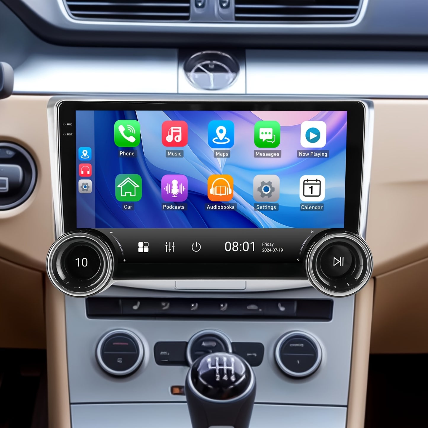 Android 14 Car Stereo – Auto Multimedia Systeem – Navigatie Unit – Touchscreen Radio – Draadloze CarPlay – 10,1 Inch IPS Scherm – 4GB RAM & 64GB Opslag – AHD Achteruitrijcamera & Externe Microfoon
