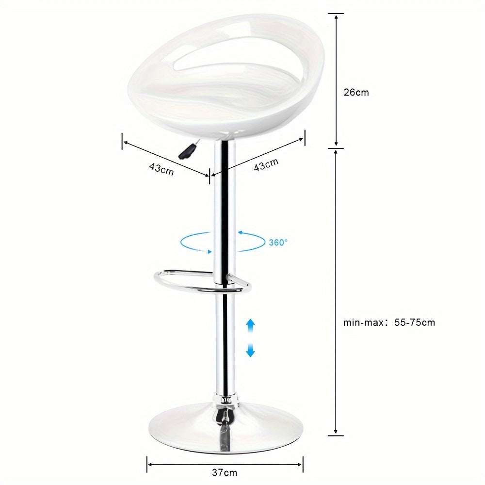 Barstoel – Barkruk – Barkruk – Keukenstoel – Bistrostoel – Verstelbaar 60-80 cm – Draaibaar Met Voetsteun – Set Van 4 Wit ABS – Stapelbaar & Onderhoudsvriendelijk