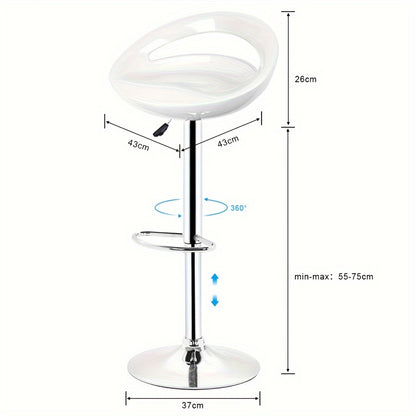 4pcs ABS Bar Stools with Footrest, Commercial Grade Heavy Duty Bar Stools, Height Adjustable 60-80cm, Modern Swivel Bar Stools for Coffee Shop/Bar/Restaurant/Office (White), Bar Stools for Kitchen Island, Stackable Stools, Ba