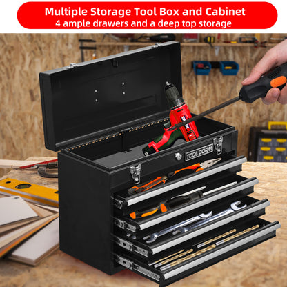 Gereedschapskist – Gereedschapswagen – Toolbox – Gereedschapskoffer – Opbergkist – Met 4 Laden & Metalen Sluiting – Duurzame Stalen Constructie – Ruime Opbergruimte