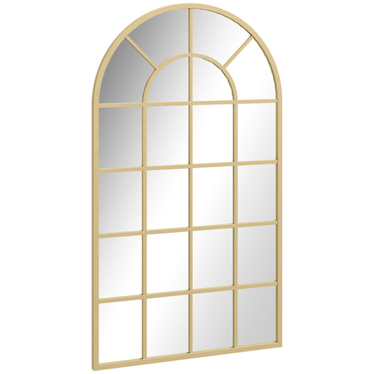 Wandspiegel – Raamspiegel – Halspiegel – Decoratieve Spiegel – Goudkleurige Spiegel – Metaal Frame – 110x65 cm – Veilig Meerlaags Glas