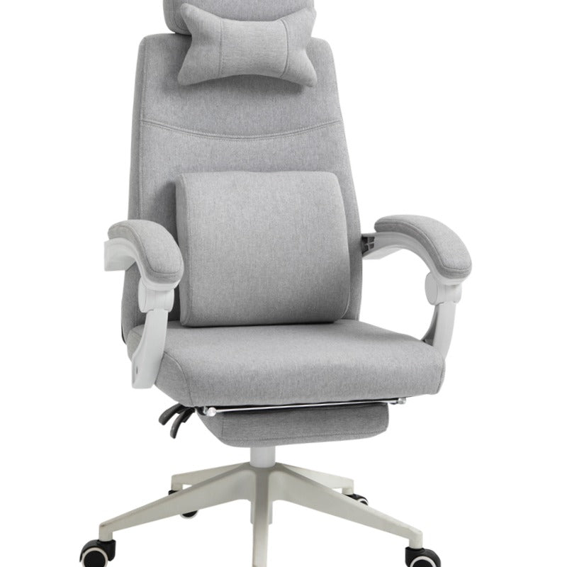 Ergonomische Bureaustoel – Bureau Stoel – Gamingstoel – Werkstoel – Office Chair – Verstelbare Hoogte – 360° Draaifunctie – Zwenkwieltjes – Multi-Layer Schuim – Roestvrijstalen Frame – Grijs