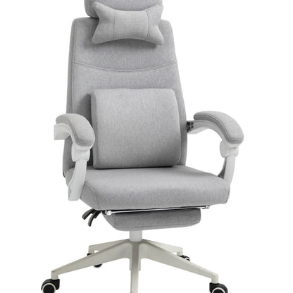 Ergonomische Bureaustoel – Bureau Stoel – Gamingstoel – Werkstoel – Office Chair – Verstelbare Hoogte – 360° Draaifunctie – Zwenkwieltjes – Multi-Layer Schuim – Roestvrijstalen Frame – Grijs