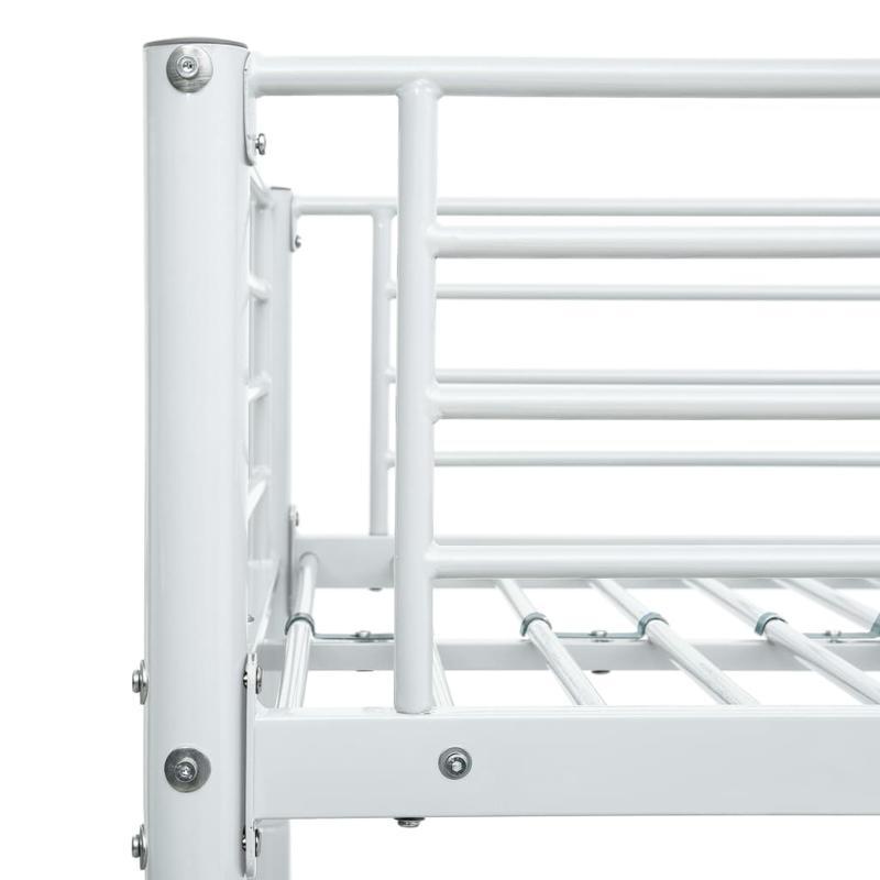White Metal Bunk Bed 90x200cm - Space-Saving Sturdy Frame, Classic Design with Safety Guardrails & Ladder, Easy Assembly for Small Apartments, Dorms, Guest Rooms - Durable Metal Construction, No Power Needed, Bunk Bed for Bed