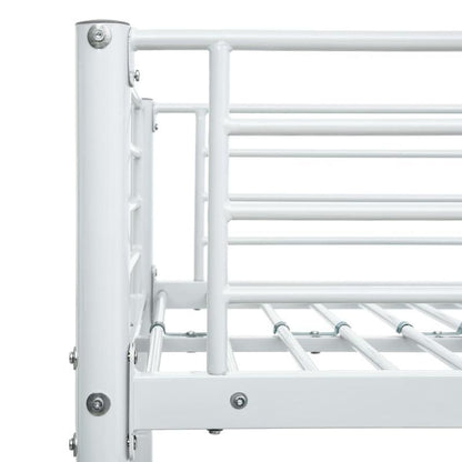 White Metal Bunk Bed 90x200cm - Space-Saving Sturdy Frame, Classic Design with Safety Guardrails & Ladder, Easy Assembly for Small Apartments, Dorms, Guest Rooms - Durable Metal Construction, No Power Needed, Bunk Bed for Bed