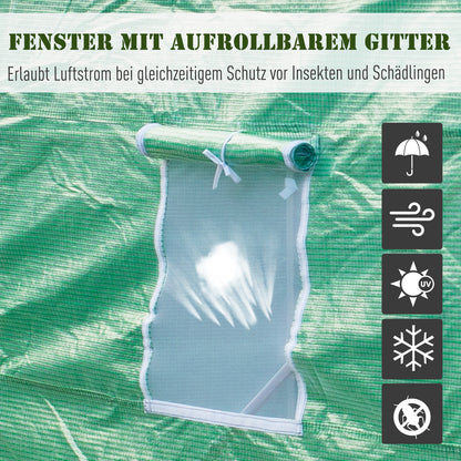Kweekkas – Tuinkas – Broeikas – Tunnelkas – Moestuin Kas – 350x200x200 cm – Waterafstotende Folie – Mesh Ventilatieraam