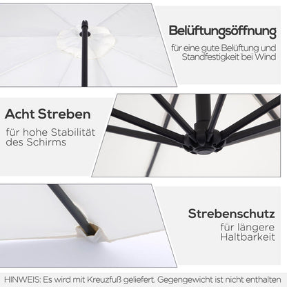 Buitenparasol – Tuinparasol – Stokparasol – Patioparasol – Zonnescherm – Stalen Frame – Duurzaam & Draagbaar