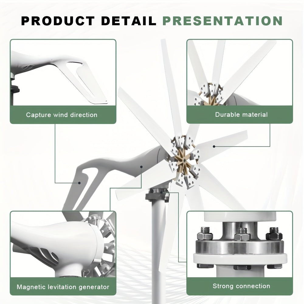 Windturbine – Windgenerator – Windmolen – Draagbare Generator – 24V 1000W – Robuust Metallic Materiaal – Krachtige Output