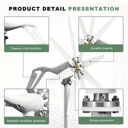 Windturbine – Windgenerator – Windmolen – Draagbare Generator – 24V 1000W – Robuust Metallic Materiaal – Krachtige Output