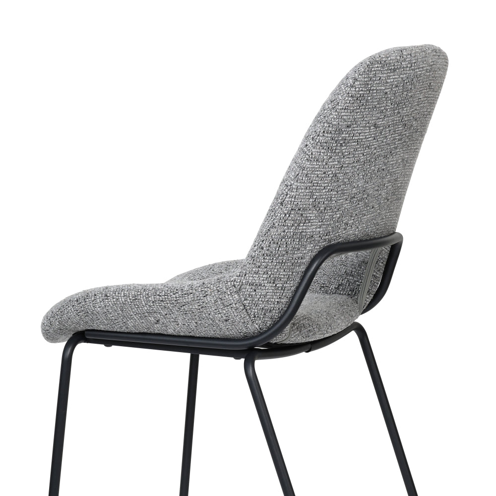 A Pair of Light Gray Dining Chairs Featuring Openwork Backs And Metal Structures.