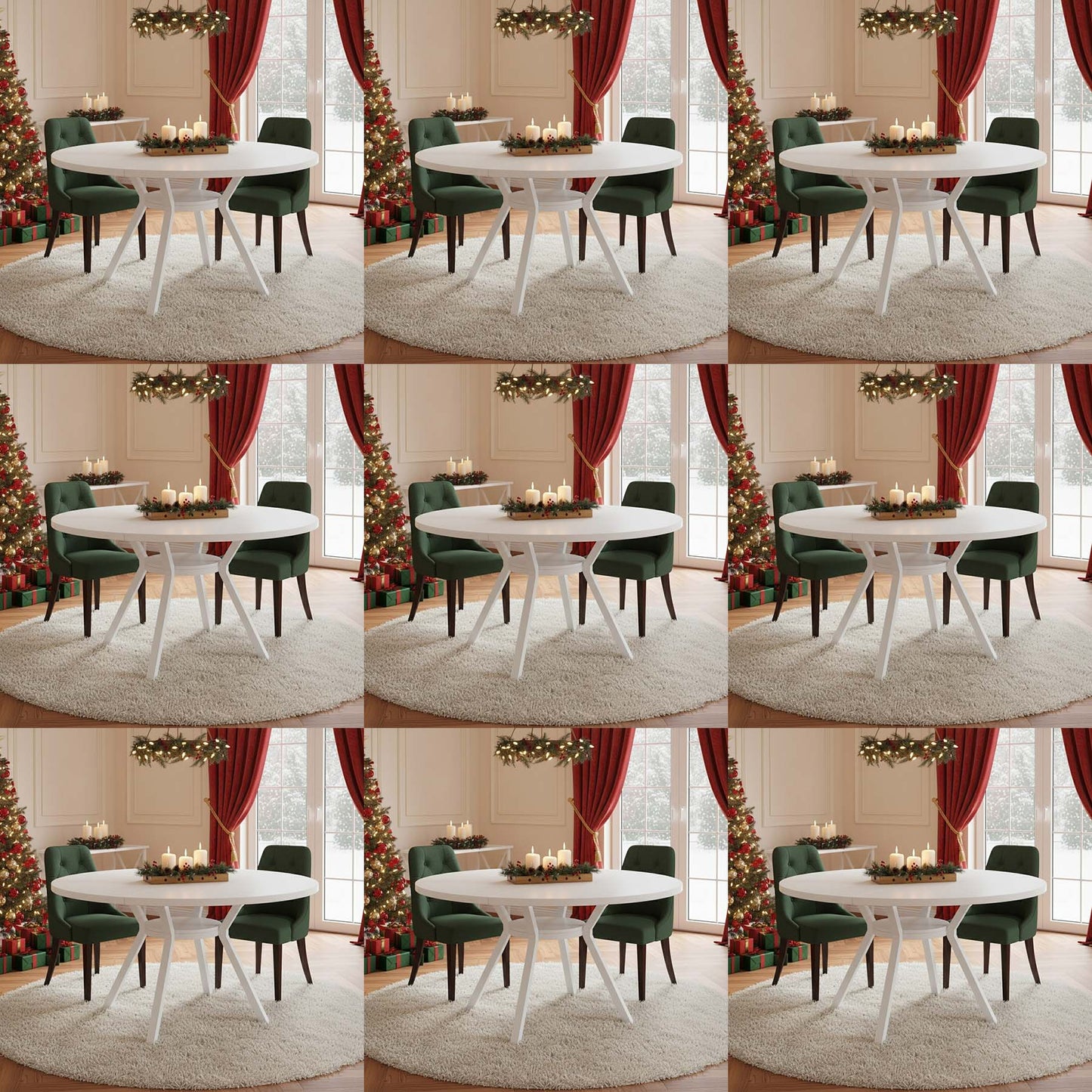 Ronde Eettafel – Eetkamertafel – Keukentafel – Ronde Tafel – Witte Tafel – MDF Tafelblad – Stabiel Metaal Onderstel – Ø 119 cm Voor 4-6 Personen
