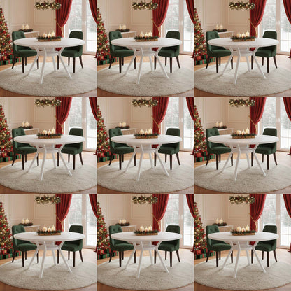 Ronde Eettafel – Eetkamertafel – Keukentafel – Ronde Tafel – Witte Tafel – MDF Tafelblad – Stabiel Metaal Onderstel – Ø 119 cm Voor 4-6 Personen