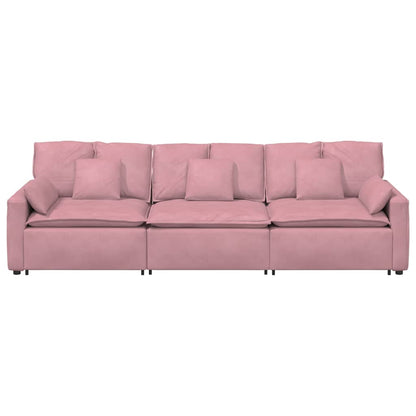 Hoekbank – Modulaire Bank – L-vormige Bank – Zitbank – Loungesofa – Velvet Bekleding – Stevig Metalen Frame – Donkergroen