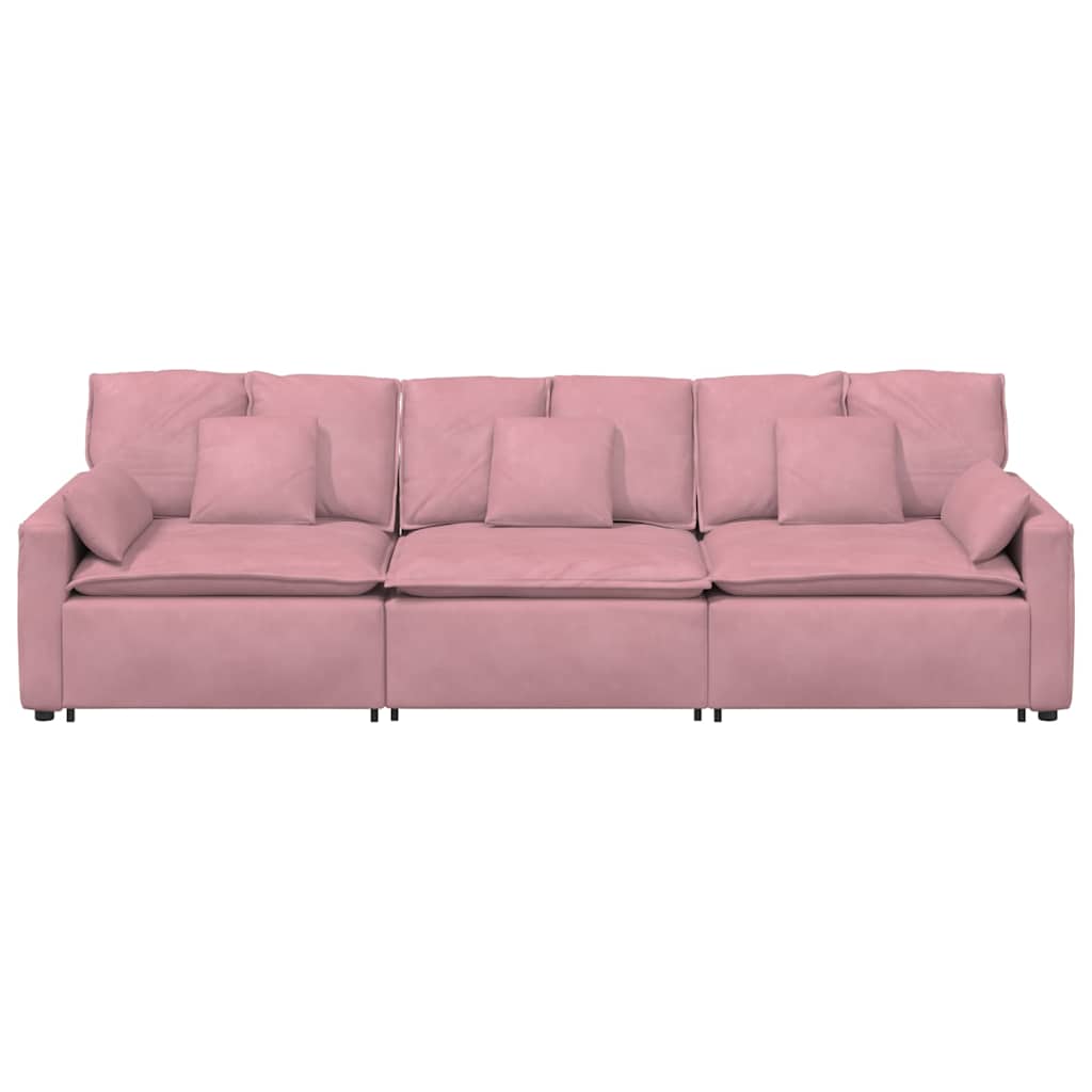 Hoekbank – Modulaire Bank – Loungebank – Zitbank – 3-zitsbank – Lichtgrijs – Polyester Bekleding – Stevig Metalen Frame