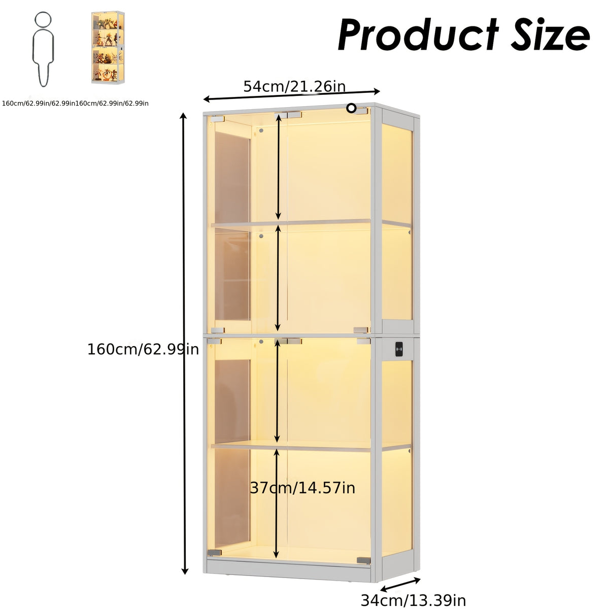 Four-layer Glass Display Case | Each Layer Can Bear 25 Kg, Modern Multi-purpose Dustproof Display Case, Suitable For Living Rooms, Studies, Bedrooms, Etc., White