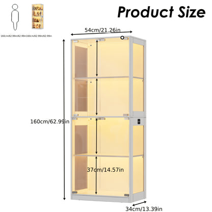 Four-layer Glass Display Case | Each Layer Can Bear 25 Kg, Modern Multi-purpose Dustproof Display Case, Suitable For Living Rooms, Studies, Bedrooms, Etc., White