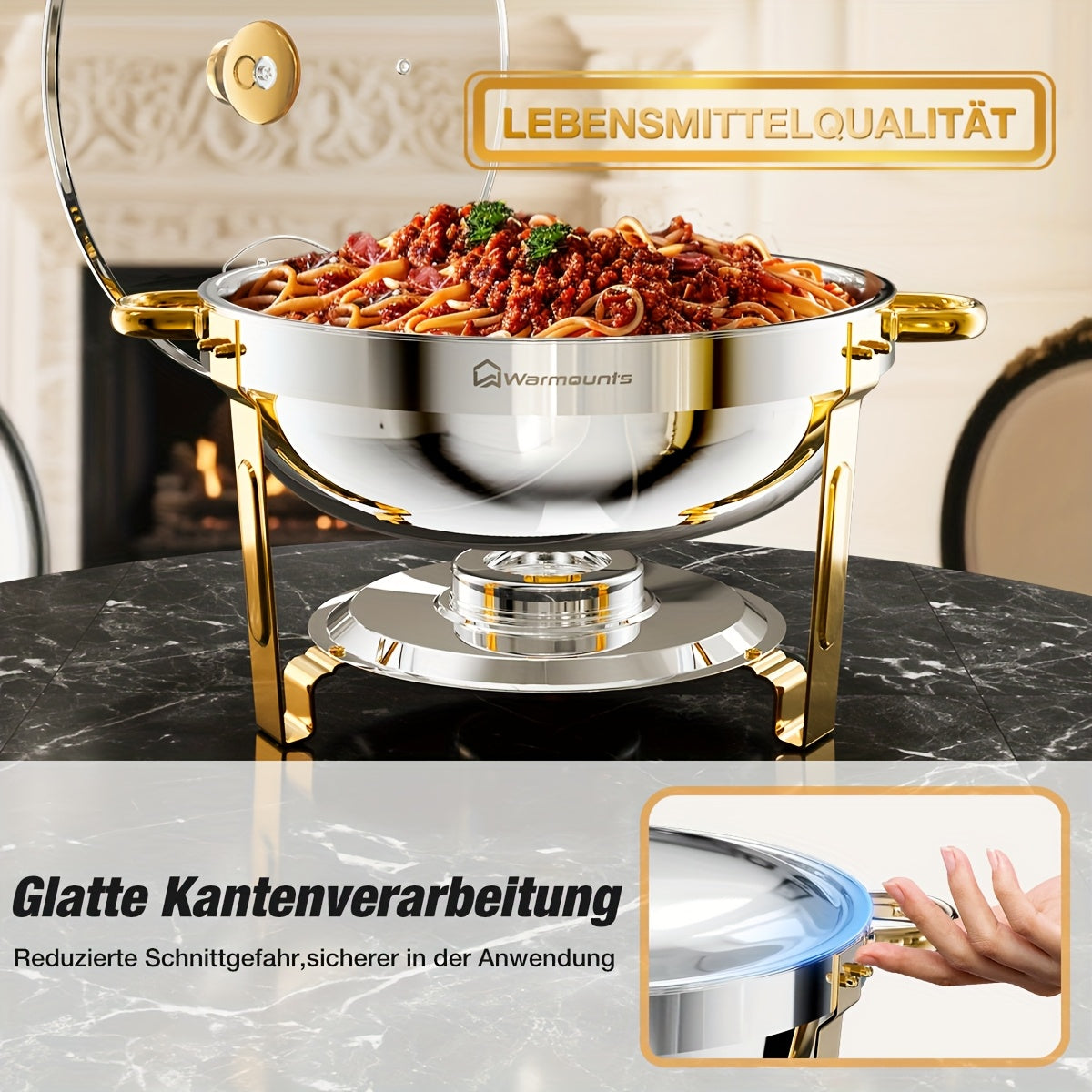 Chafing Dish Buffet Set – Warmhoudset – Buffetpan – Food Warmer – Warmhoudbak – 4-delige set – Roestvrij Staal 201 – Werkt Zonder Stroom