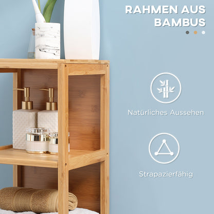 Badkamerkast – Badmeubel – Kolomkast – Wastafelonderkast – Opbergkast – Natuurlijk Bamboe – Compact 30x30x140 cm