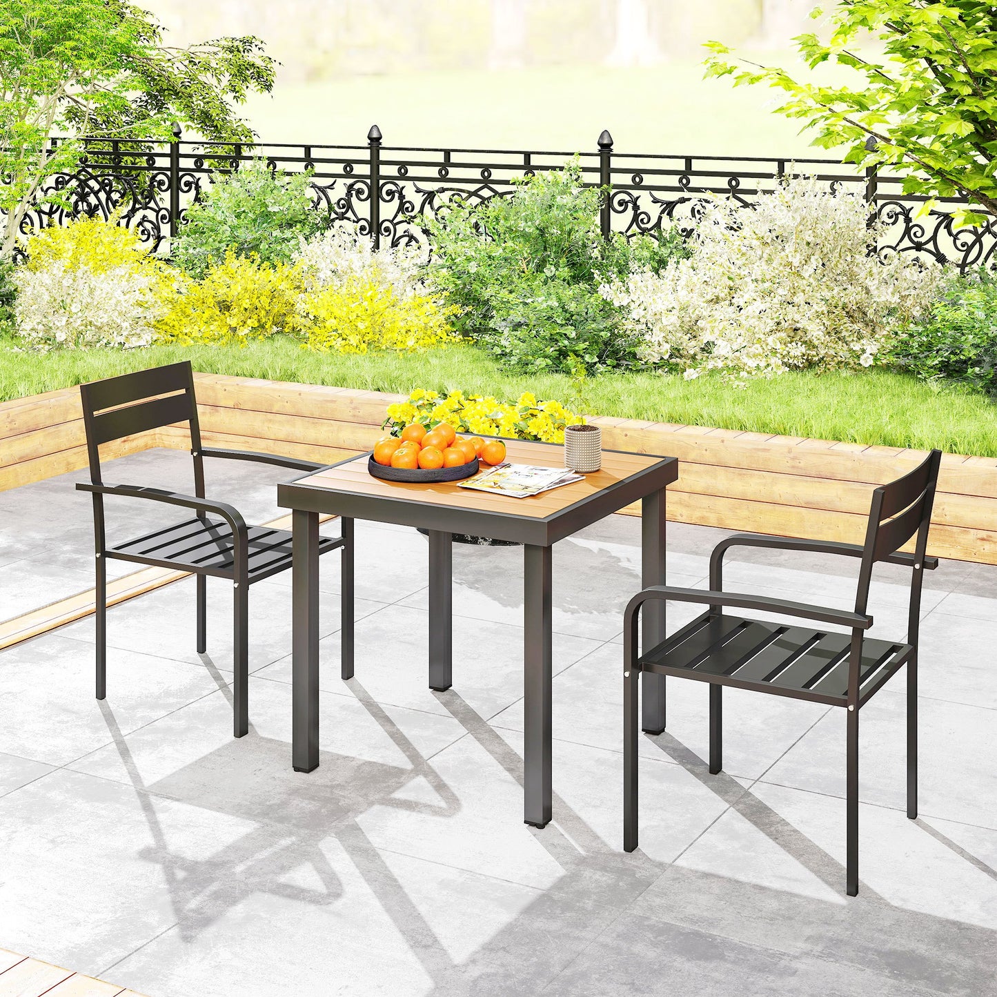 Tuinstoel – Tuinstoel – Balkonstoel – Stapelbare Stoel – Aluminium – Set van 2 – Armleuningen – Weerbestendig – Donkergrijs