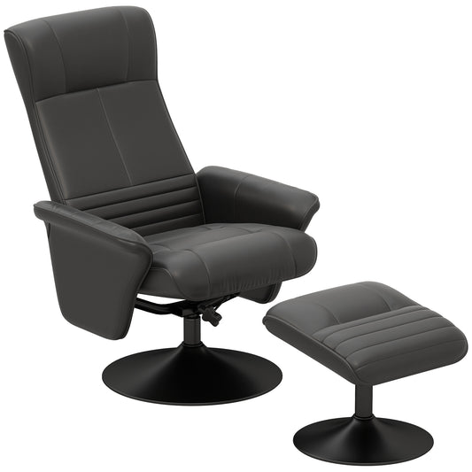 Draaifauteuil – Fauteuil – Accentstoel – Relaxstoel – Stoel Met Hocker – Zwart – Ergonomisch Ontwerp – Microvezel Look – Draagkracht Tot 150 kg
