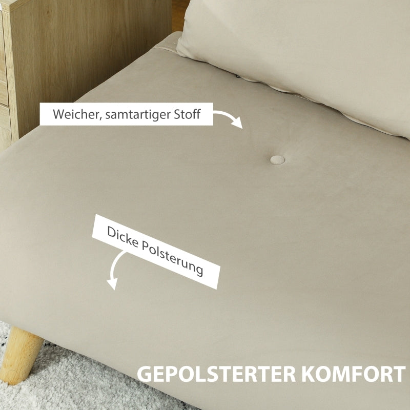 Slaapbank – Bedbank – Schommelbank – Zithoek – Loungestoel – Beige – 6-standen Verstelbare Rugleuning – Velvetlook Bekleding
