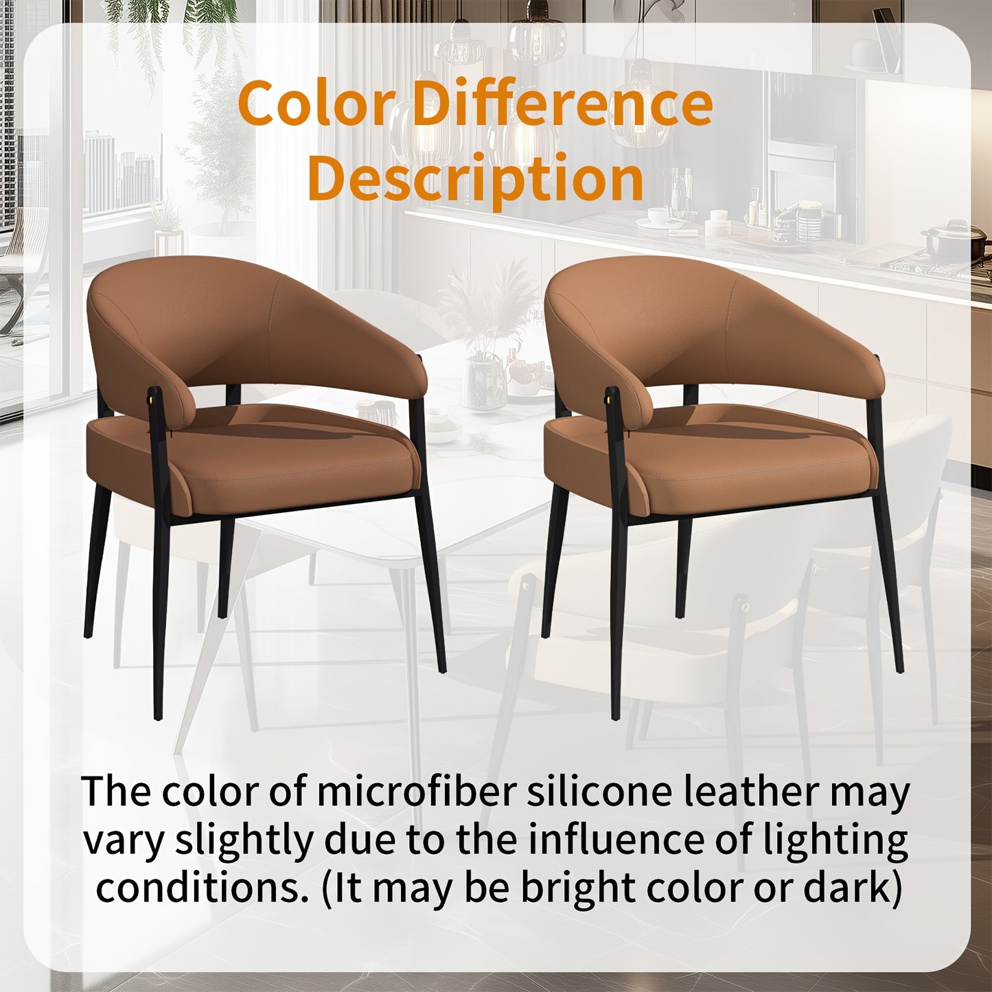 Eetkamerstoel – Stoel – Dining Chair – Kuipstoel – Zithoekstoel – Set Van 2 – Microfiber Siliconen Leder – Metalen Poten