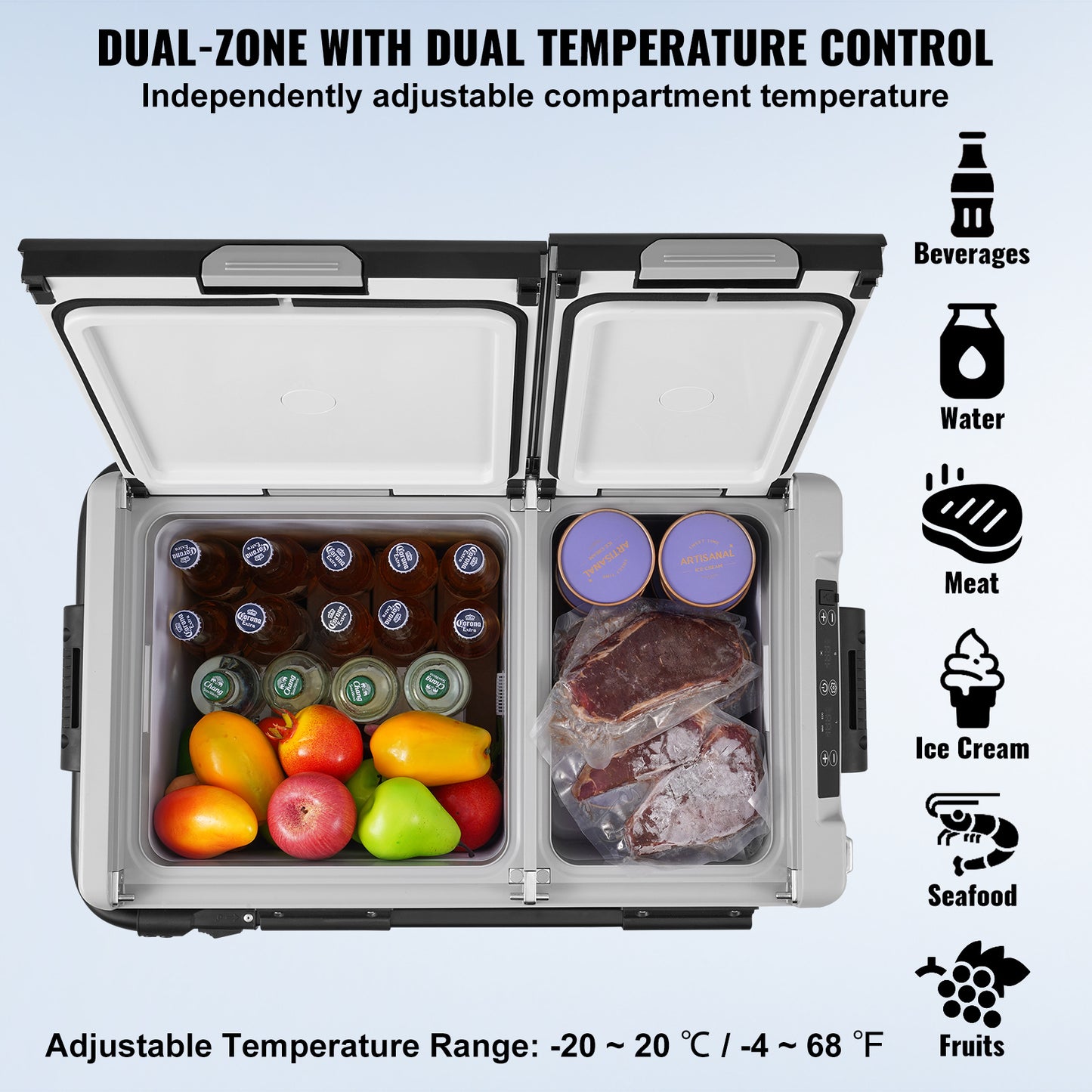 Draagbare Compressor Koelkast – Mobiele Koelbox – Camping Koelkast – Vriesbox – 58 Liter – Fluisterstil – Instelbare Temperatuur