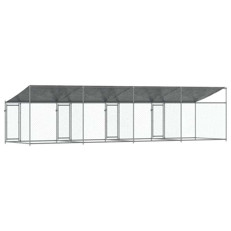 Dog kennels with roof and doors gray 8x2x2m galvanized steel This dog kennel provides plenty of space for your furry friend to be safe and comfortable., Pet Enclosure, Outdoor Dog Shelter, Spacious Kennel, Rustproof Material,