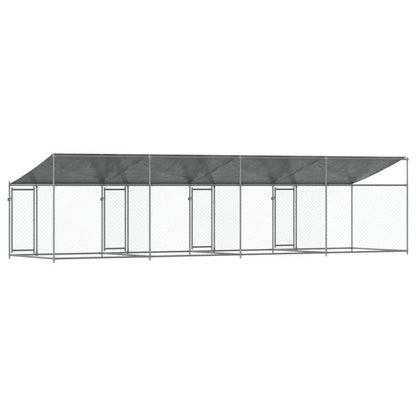 Dog kennels with roof and doors gray 8x2x2m galvanized steel This dog kennel provides plenty of space for your furry friend to be safe and comfortable., Pet Enclosure, Outdoor Dog Shelter, Spacious Kennel, Rustproof Material,