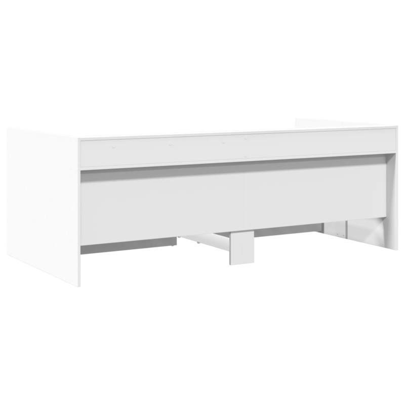 Bedbank – Daybed – Slaapbank – Logeerbed – Bedlade – Wit – 75x190 cm – Hout – Ruimtebesparend Met Ladeopbergruimte