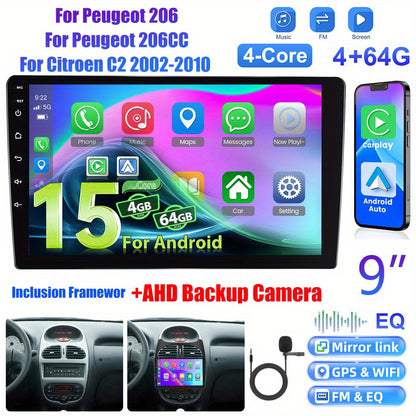Android 15 Autoradio – Auto Stereo – Multimedia Speler – Touchscreen Radio – Navigatiesysteem – 9 Inch 1280P IPS Scherm – Draadloos CarPlay & Android Auto – Inclusief AHD Achteruitrijcamera en Stuurwielbediening