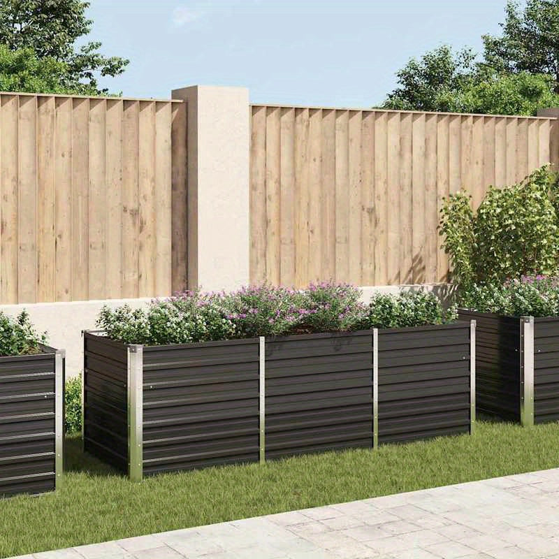 Verhoogde Moestuinbak – Kweekbak – Plantenbak – Tuinbak – Moestuinbak – Gegalvaniseerd Staal – Weerbestendig – 240x80x77 cm – Antraciet