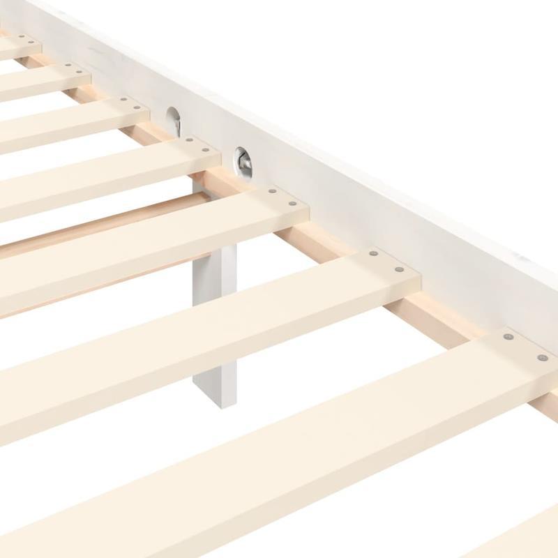 Modern Minimalist Small Double Bed Frame with Headboard - Solid Hardwood Construction, Easy Assembly, Space-Saving Design for Guest Rooms, Studios, Apartments - Durable Bed Furniture Neutral White Finish, Bed Room Decor And A