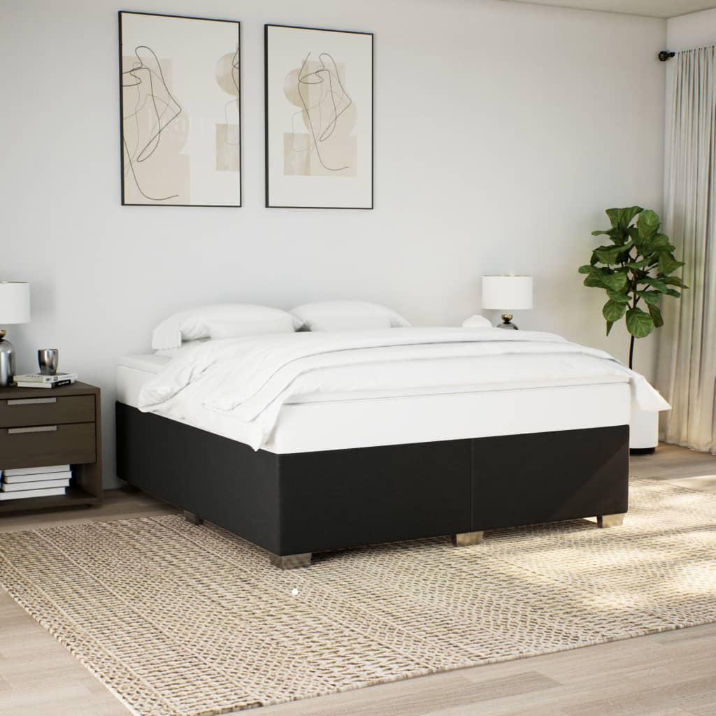 Bedframe 180x200 – Tweepersoonsbed – Ledikant – Slaapbank – Bedbodem – Zwart Stof – Houten Lattenbodem – Stevig Platform Zonder Matras