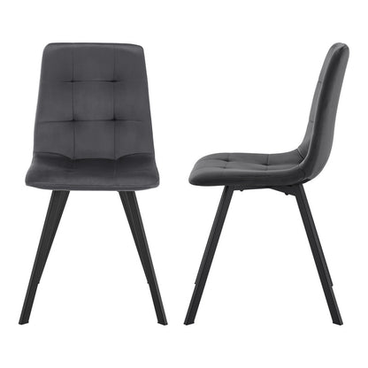 Eetkamerstoel – Stoel – Kuipstoel – Zithoek – Eettafelstoel – Set van 4 – Donkergrijze Polyester Bekleding – Stevig Metalen Schuine Poten