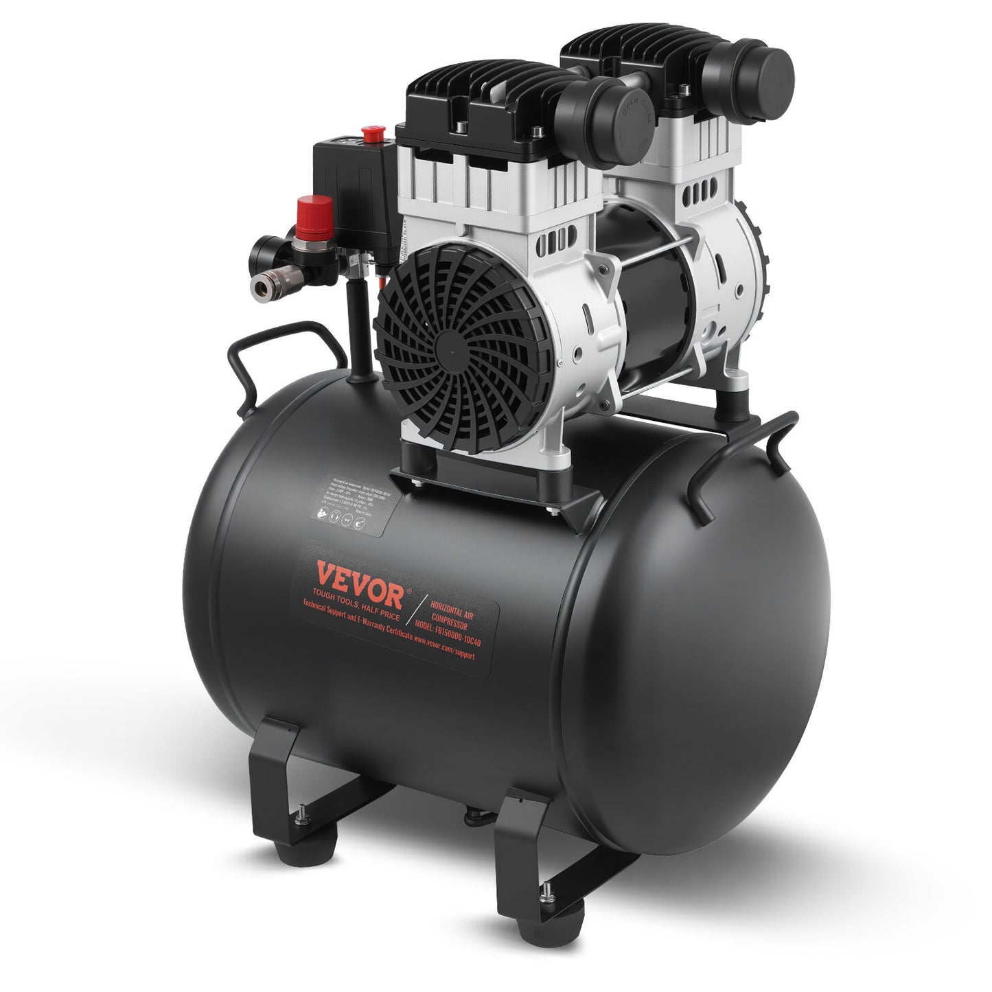 VEVOR Air Compressor Compact Portable Oil Free Compressor 10 Gallon 90 PSI