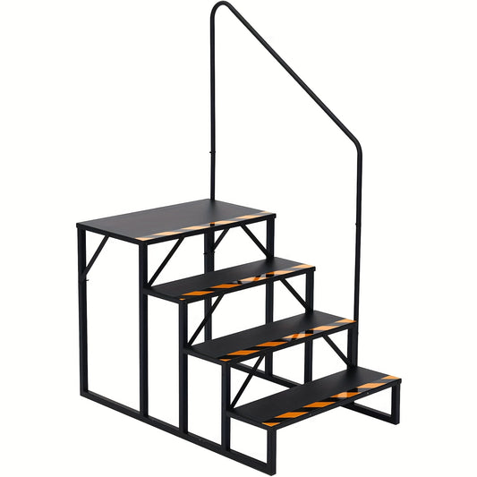 Campertrap – Caravantrap – Kampeertrap – Vouwtrap – Instaptrede – Gepoedercoat Staal – Handrail – Draagkracht 299 kg – Antislip Treden – 4 Treden
