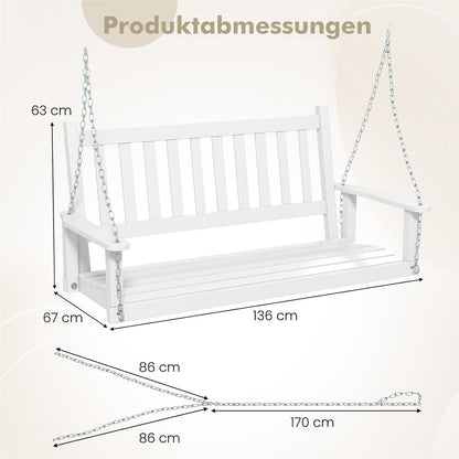 Houten Hangbank – Tuinschommel – Schommelbank – Buitenbank – Hangstoel – 2-Zits Zwaailijst – Draagvermogen 230 kg