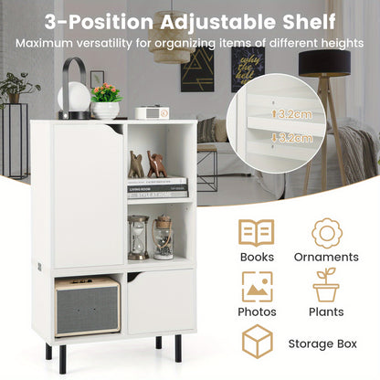 Boekenkast – Vakkenkast – Opbergkast – Wandkast – Kledingkast – Modern – Stapelbaar – 60x30x96,5 cm – Verstelbare Planken – Anti-Kantel Metalen Poten