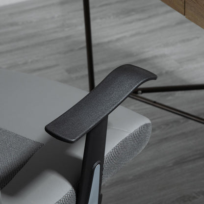 Ergonomische Bureaustoel – Bureaustoel Met Armleuningen – Draaistoel – Werkstoel – Bureaustoel Voor Thuis – Verstelbare Zithoogte – 360° Draaibaar – Grijs Kunstleer – Stevige Houten Constructie – Max. 120 kg