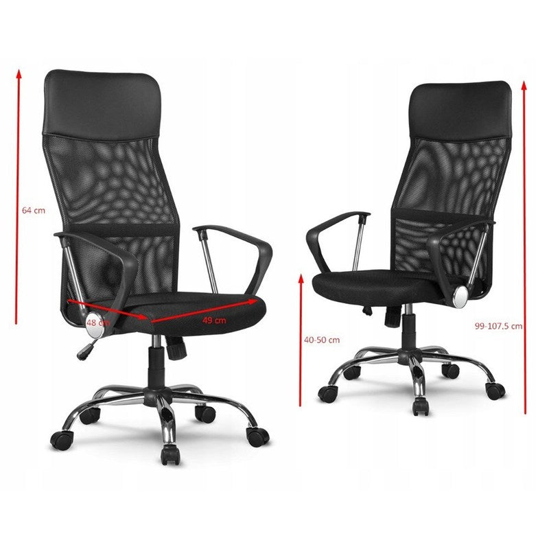 Fauteuil – Bureaustoel – Relaxstoel – Draaifeuteuil – Werkkamerstoel – Verstelbare Hoogte – Mesh Rugleuning