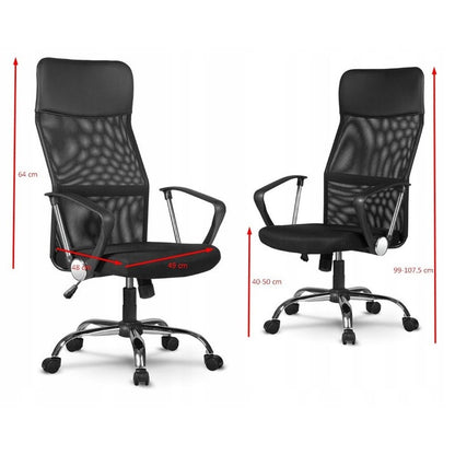 Fauteuil – Bureaustoel – Relaxstoel – Draaifeuteuil – Werkkamerstoel – Verstelbare Hoogte – Mesh Rugleuning