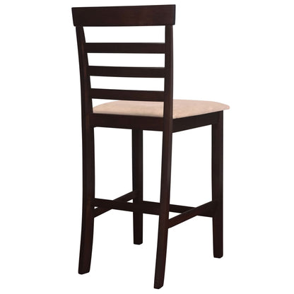 Eettafelset – Eettafel Met Stoelen – Dinerset – Keukenmeubel – Tafel Met Stoelen – Compact Formaat – Rubberhout & Beklede Zitting – Warme Bruintinten