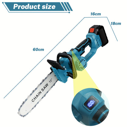 Accukettingzaag – Snoeizaag – Takkenzaag – Handkettingzaag – Mini kettingzaag – Draadloos – Borstelloze Motor – 30,48 cm Zaagblad – Inclusief 2 Batterijen en Olie-systeem