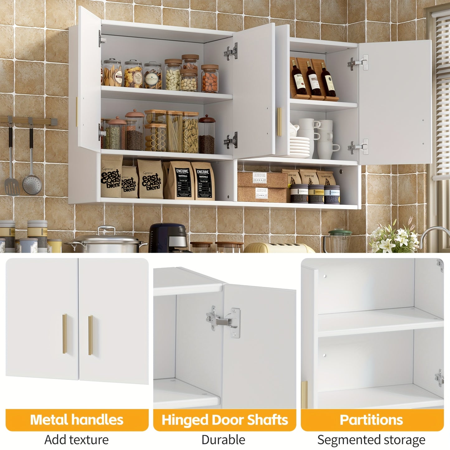 Wandkast – Keukenkast – Opbergkast – Badkamerkast – Bijkeukenkast – Wit – 3 Planken & 2 Deuren – Compact & Vochtbestendig